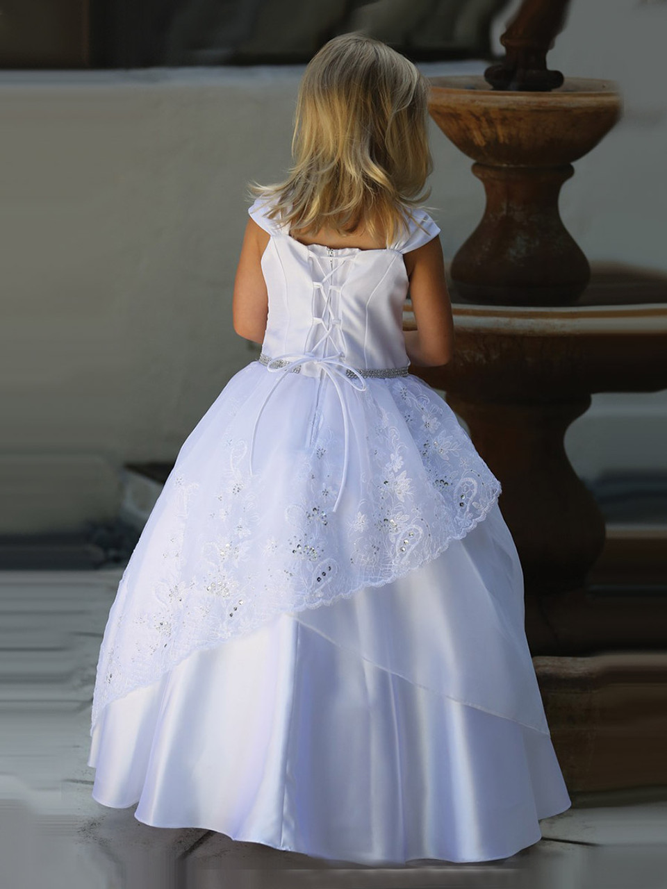 Girls white store satin dress