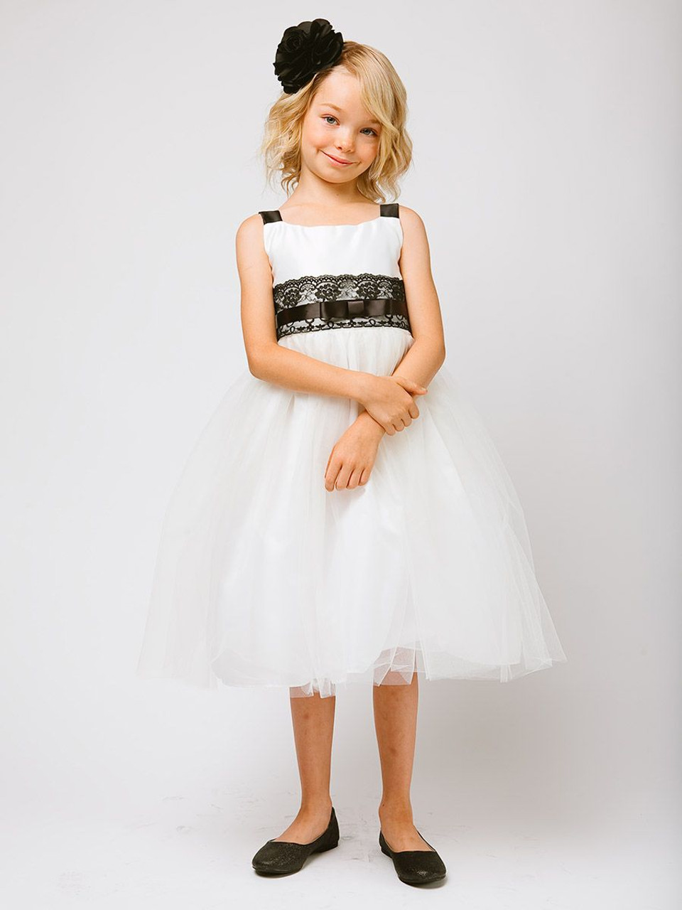 Off-White Satin & Tulle Lace Dress - Pink Princess