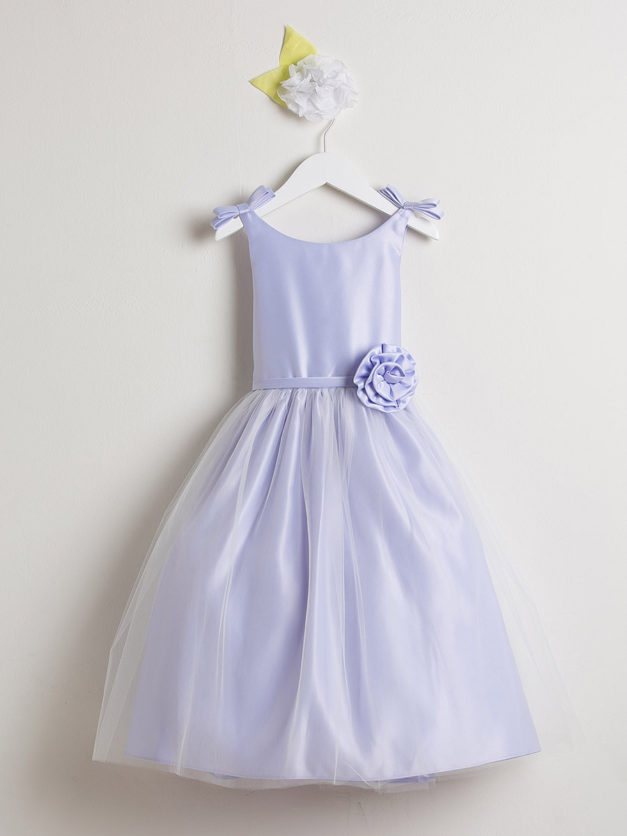 Lilac Double Bow Satin & Tulle Dress - Pink Princess
