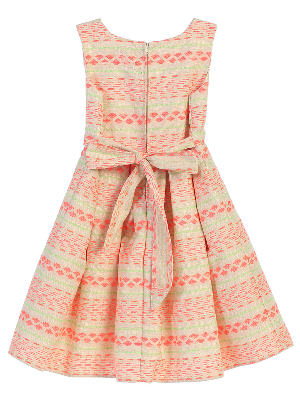 Striped Neon Jacquard Dress - Pink Princess