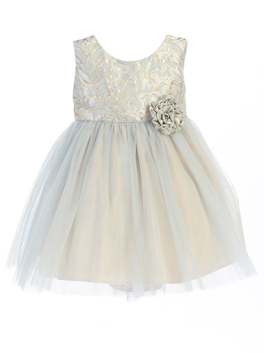 Blue Vintage Jacquard Tulle Dress - Pink Princess