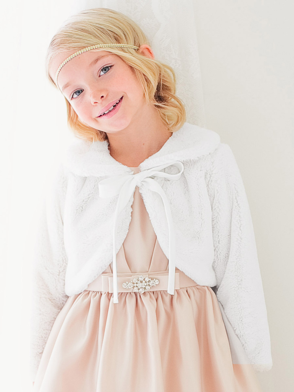 White Ribbon Fur Jacket - Pink Princess