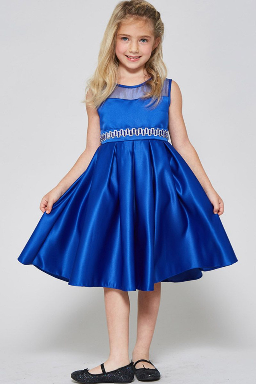 Buy Zuvim Girls Skater Knee Length Shining Satin Dress (Navy,1-2 years)  Online at Best Prices in India - JioMart.