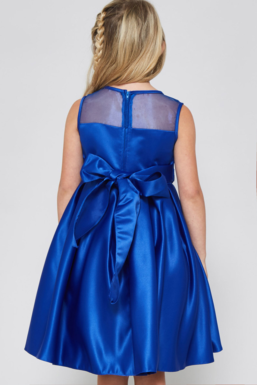 Shop the Time to Shine Sky Blue Satin Dress - Party Dress with Rhinestone  Trim – The Girl's Style Boutique