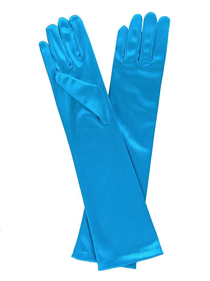 Aqua Long Satin Gloves - Pink Princess