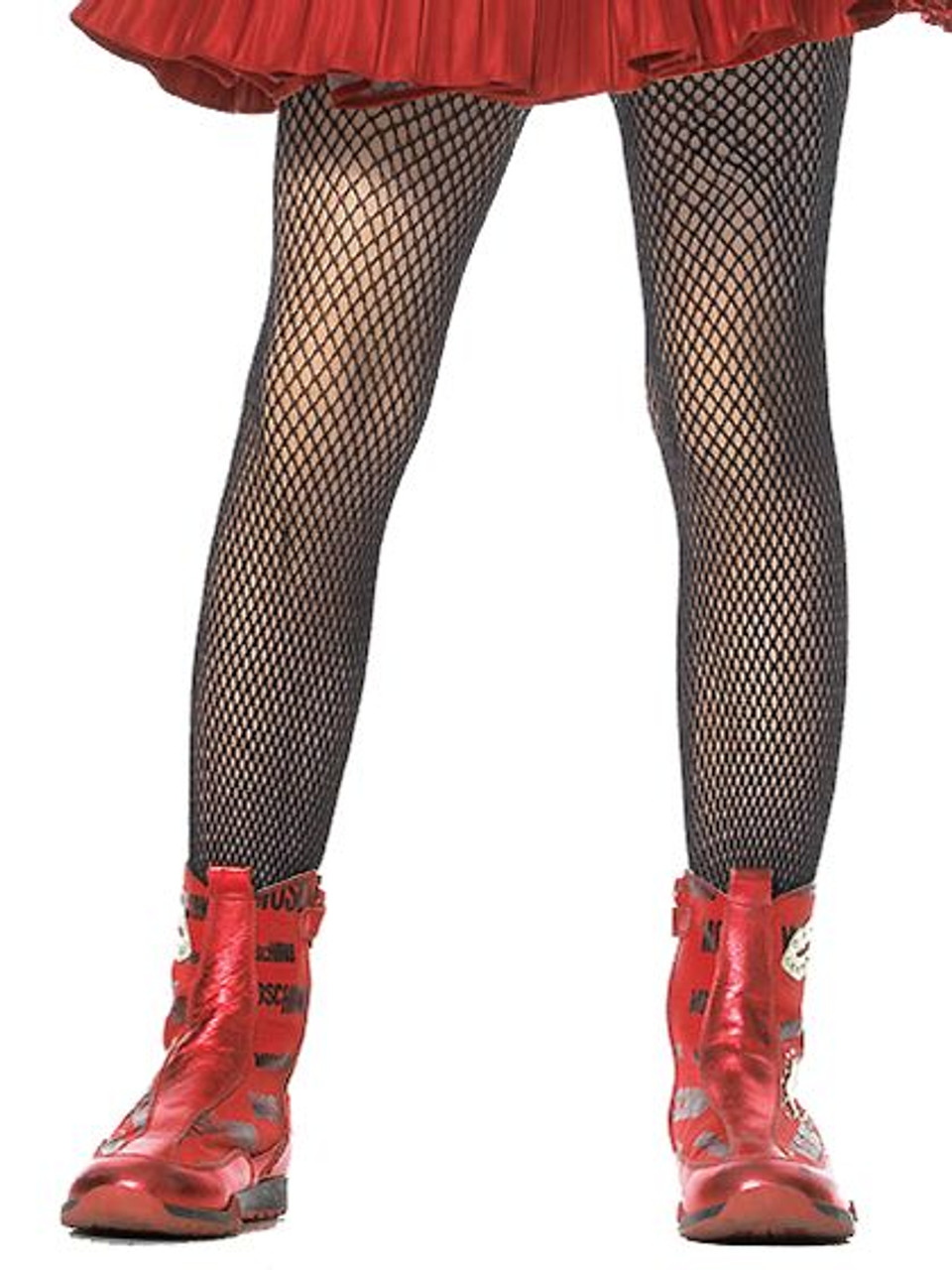 Danskin 710 Girl's Black Lightweight Fishnet Tights - Pink Princess