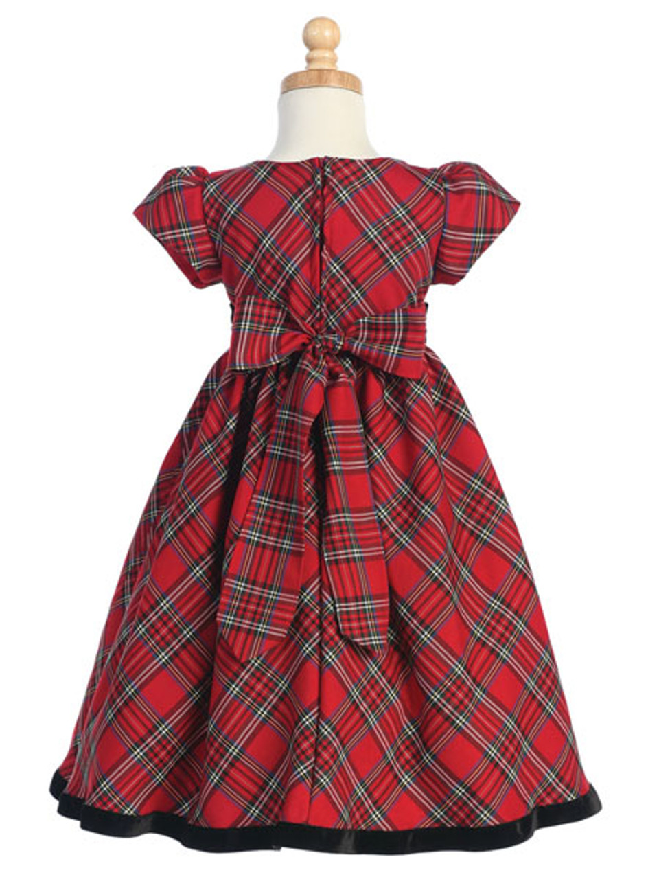 Swea Pea & Lilli Red Plaid Girls Dress w/ Velvet Trim