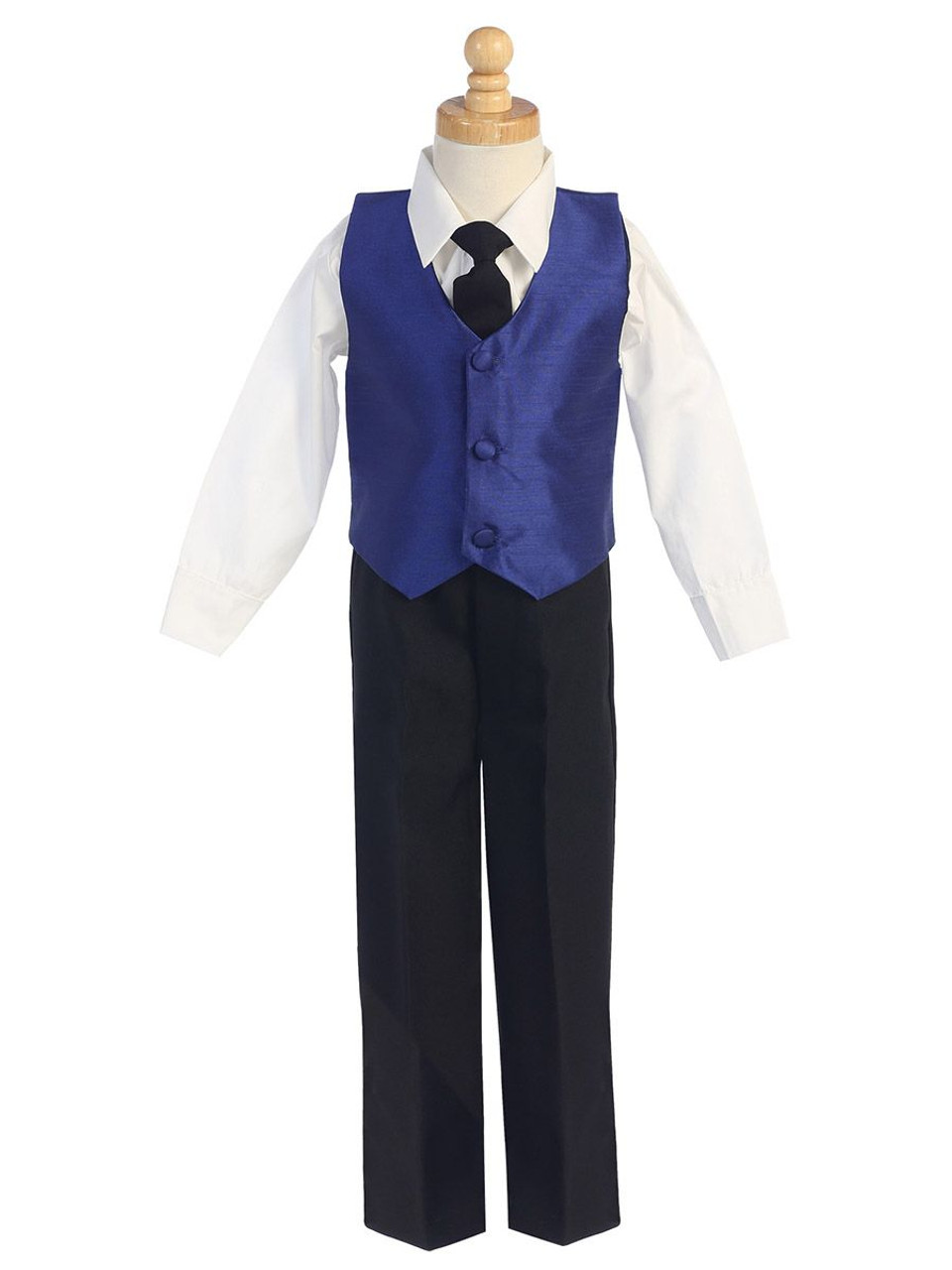 royal blue vest with black shirt