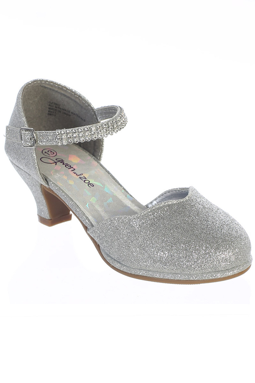 Gwen & Zoe GZ5502 Silver High Heel Shoe w/ Rhinestone Strap - Pink Princess