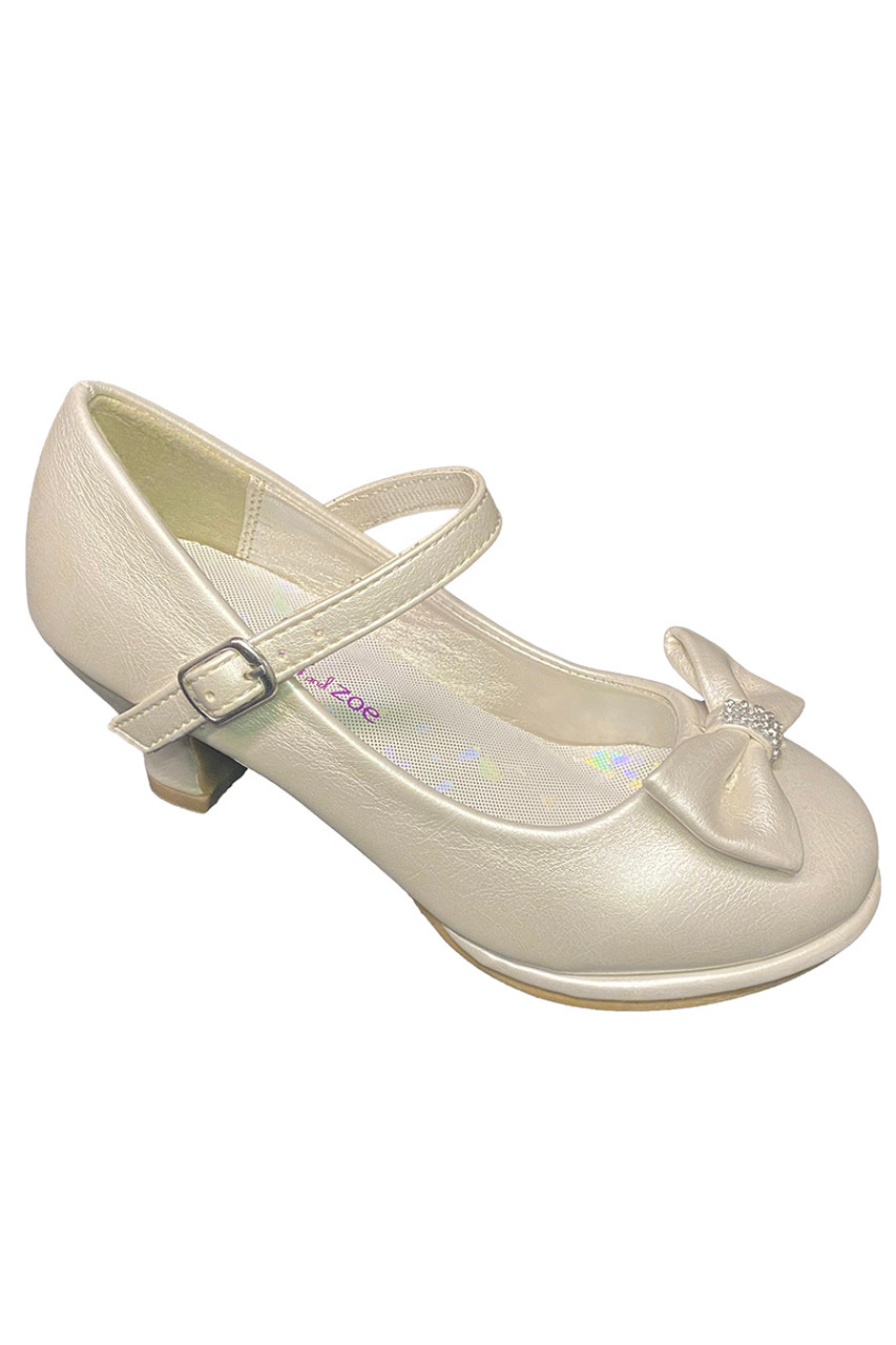 Gwen & Zoe GZ5504 Ivory High Heel w/ Bow & Strap - Pink Princess