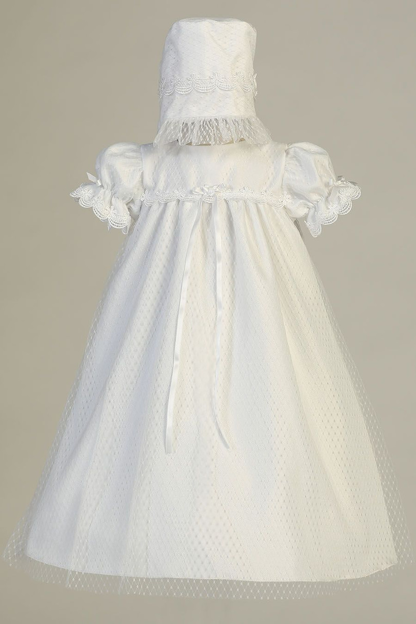 Swea Pea u0026 Lilli Nora White Diamond Mesh Yoke Dress w/ Lace Trim - Size: 0-3M | Pink Princess