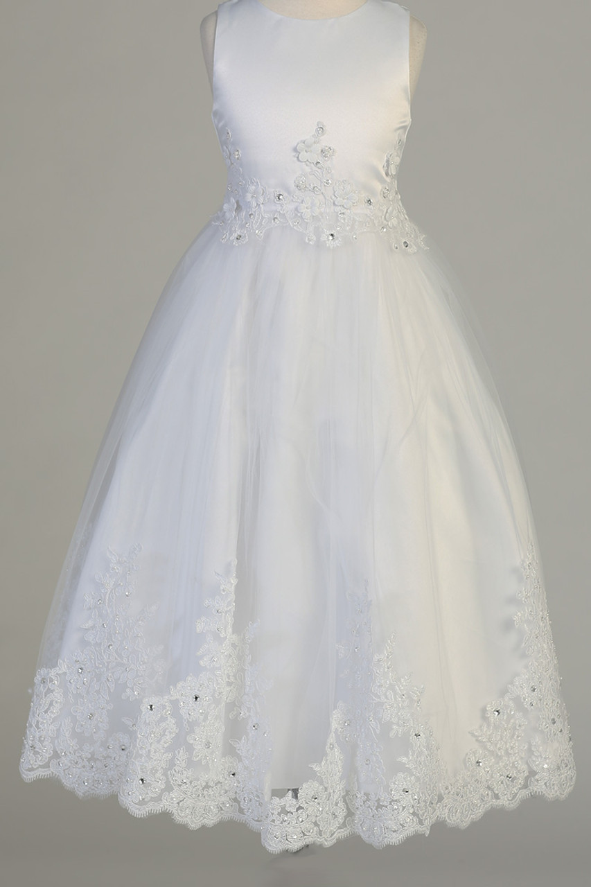 Swea Pea and Lilli SP622 White Satin and Tulle Communion Dress with ...