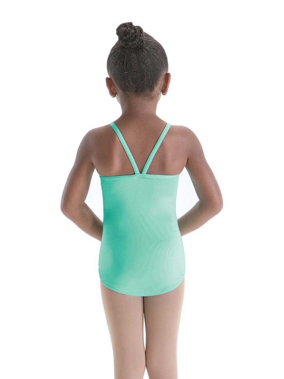 Motionwear Jolie Mint Front Overlay V-Back Cami Leotard - Pink Princess