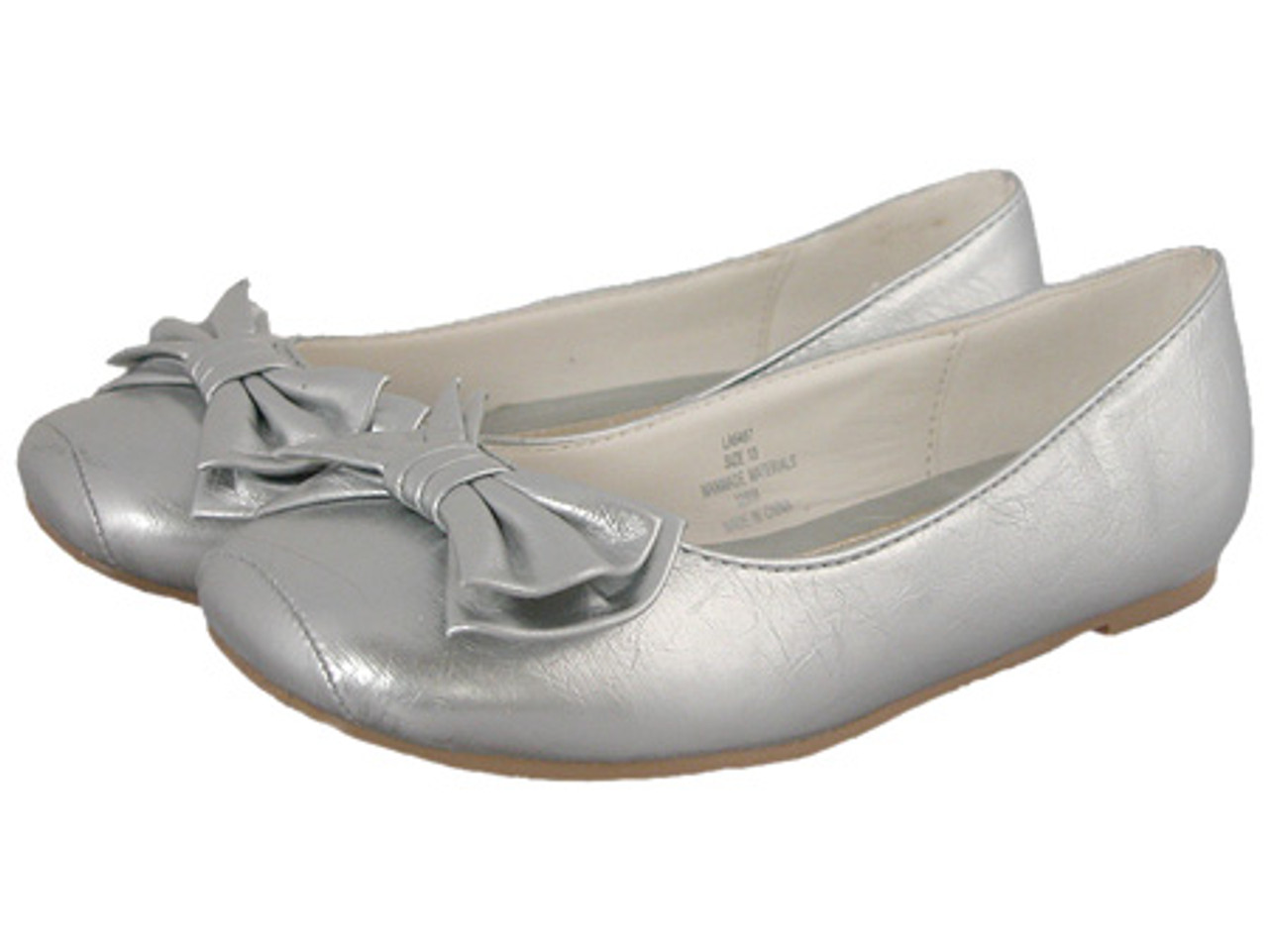 Laura Ashley Silver Patent Girls Ballerina Flat Shoes Pink Princess