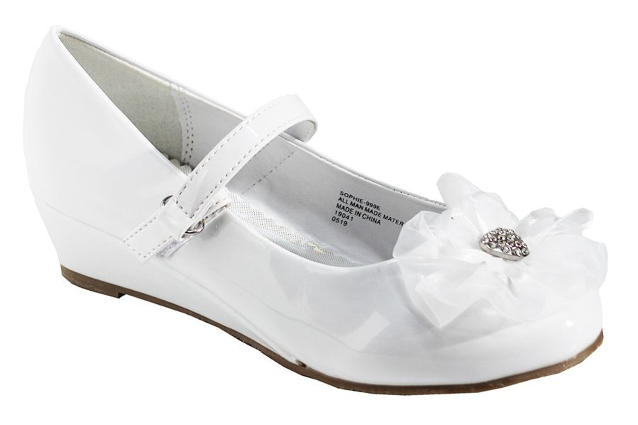 Little Angel SOPHIE- 999 Girls White Patent Rhinestone Flower Dress ...