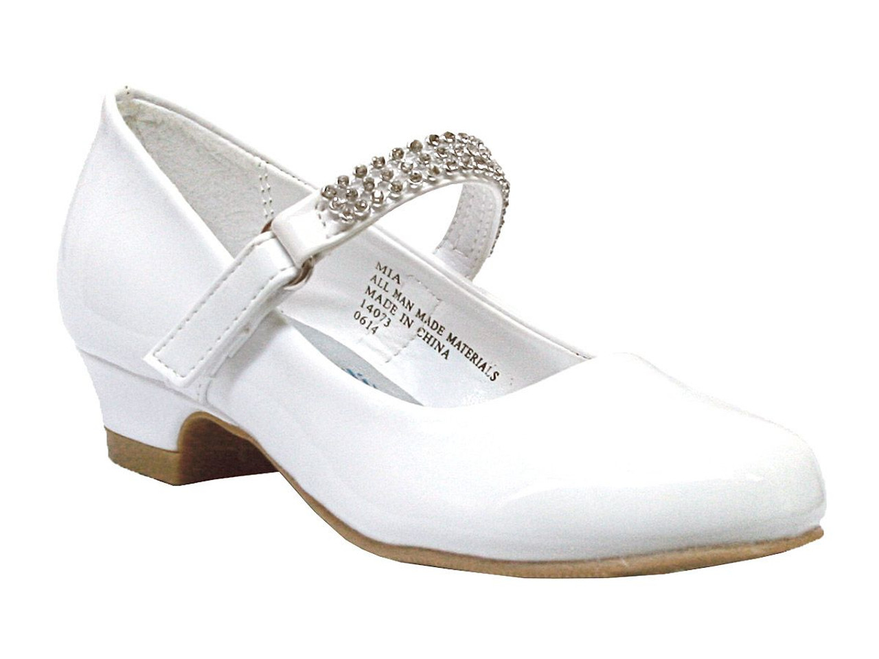 White Low Heel Girls Dress Shoe w 