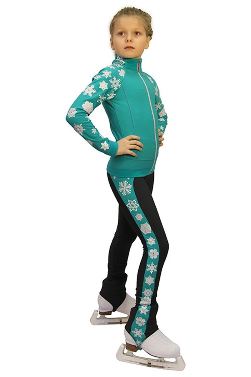 IceDress Mint Thermal Snowflake Figure Skating Outfit