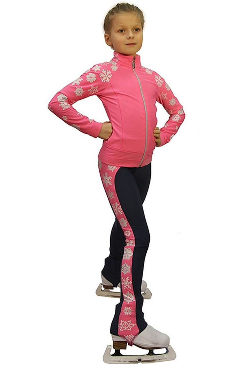 IceDress Pink Thermal Snowflake Figure Skating Outfit