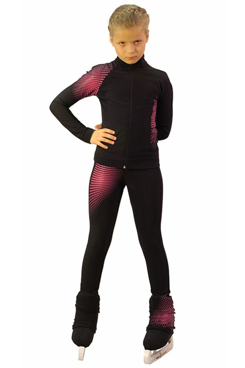 IceDress Black & Raspberry Thermal Disco Figure Skating Outfit