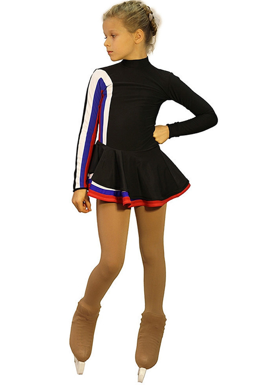 IceDress Figure Skating Dress - Thermal - Velvet (Black with Turquoise,  Swirls)