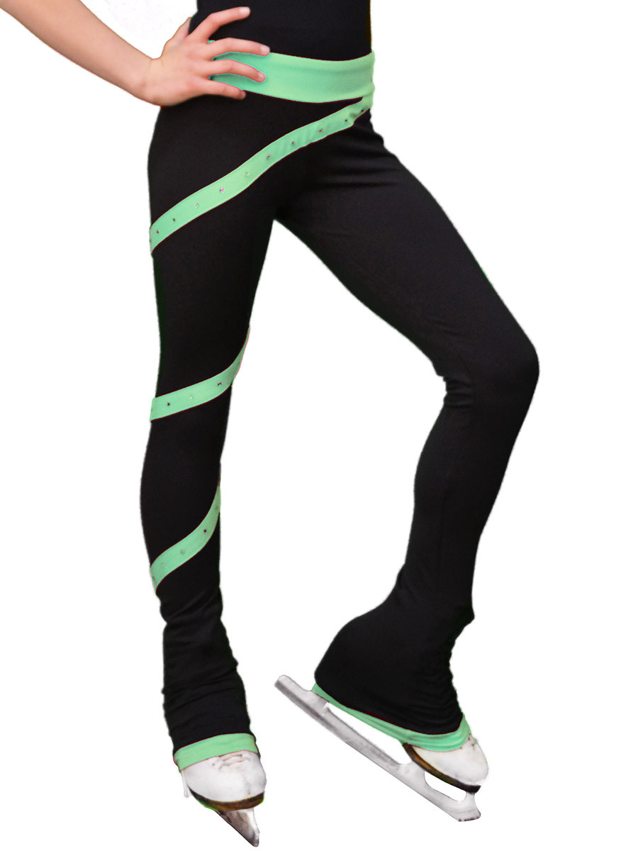 ChloeNoel Light Green Spiral Pants w/ Crystals