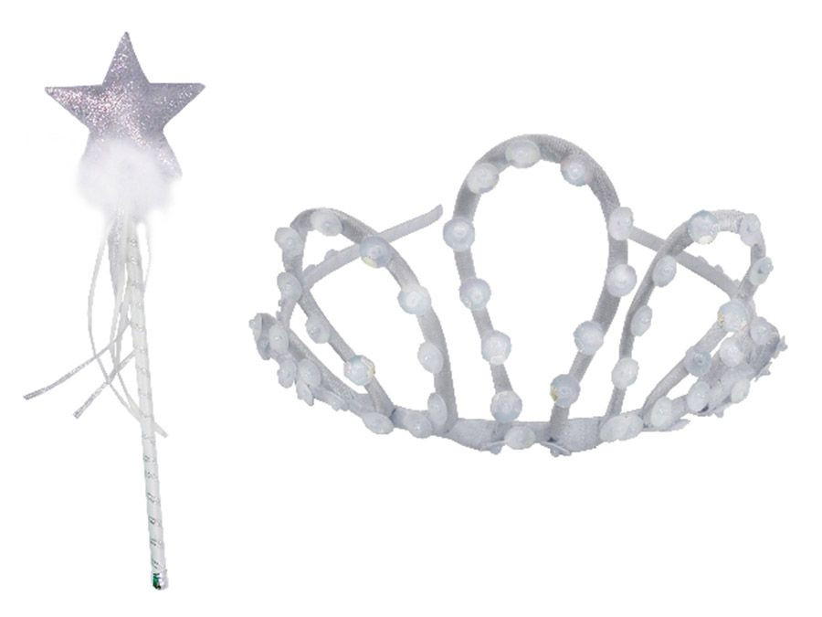 Pretty Princess Silver Tiara & Wand Set - Pink Princess