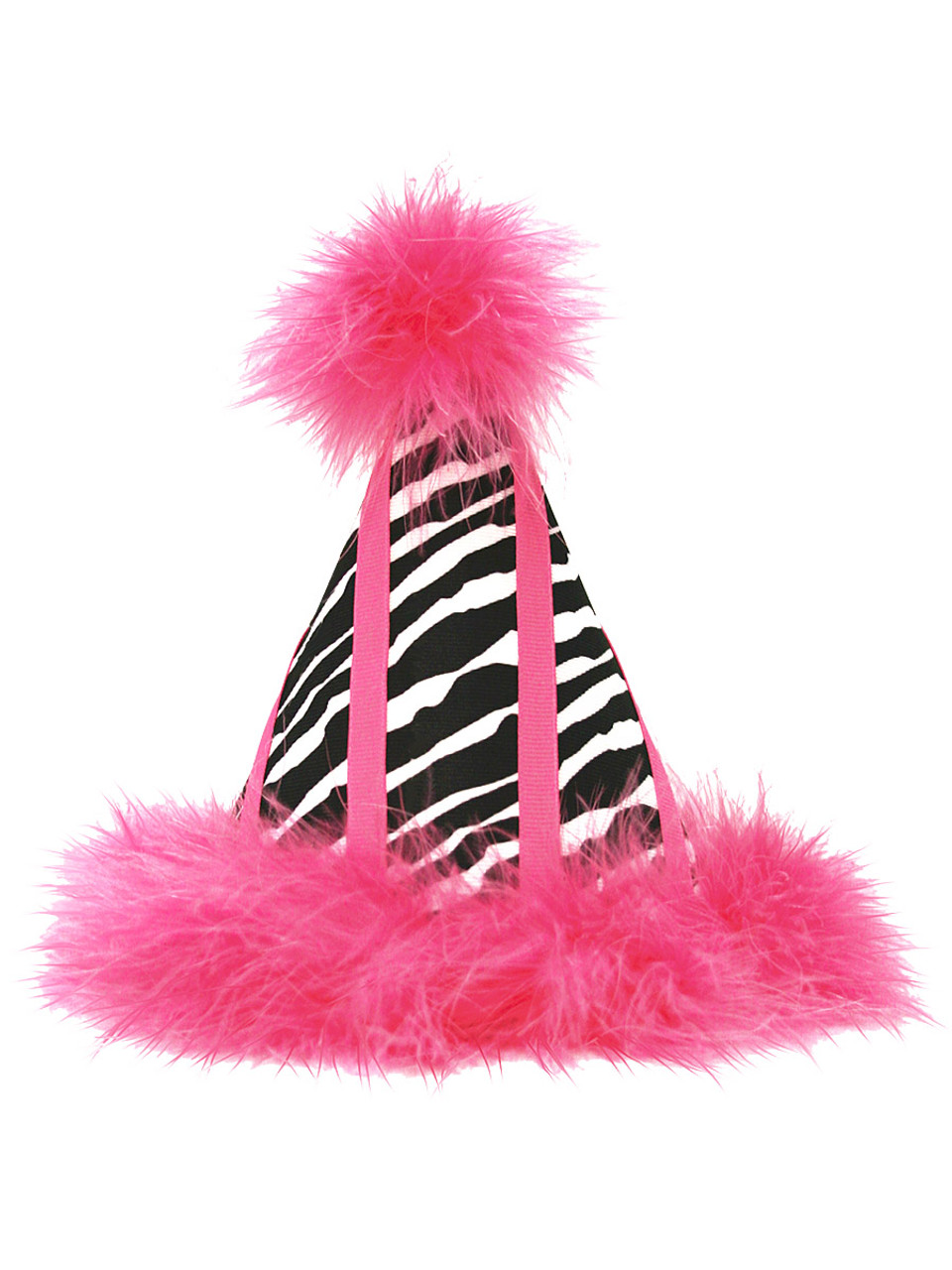 Hot Pink Zebra Print Birthday Party Hat - Pink Princess