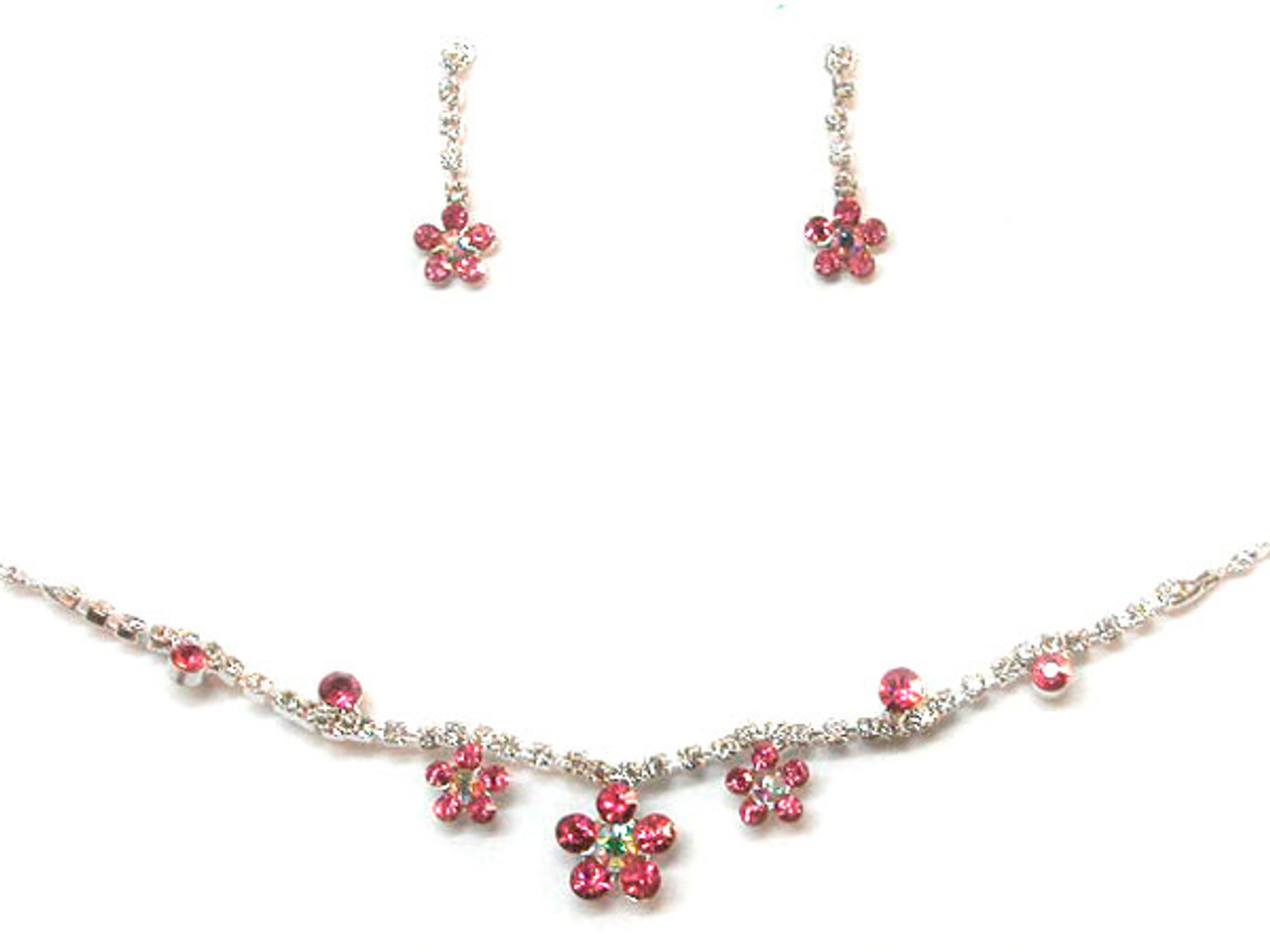 Amazon.com: Alilang Painted Pink White Plumeria Flower Dangle Crystal  Necklace Earring Set: Jewelry Sets: Clothing, Shoes & Jewelry