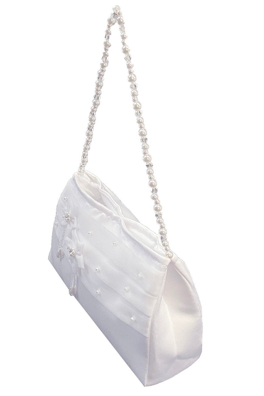 First Communion White Satin Purse appr 6 x 4 inch with shoulder strap | eBay