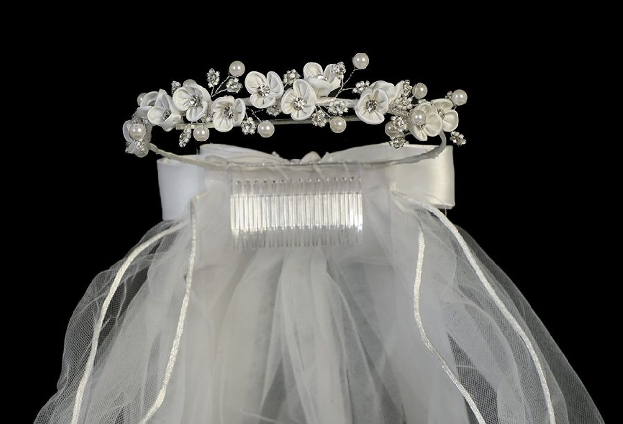 Swea Pea & Lilli Floral Pearl & Rhinestone Veil | Pink Princess