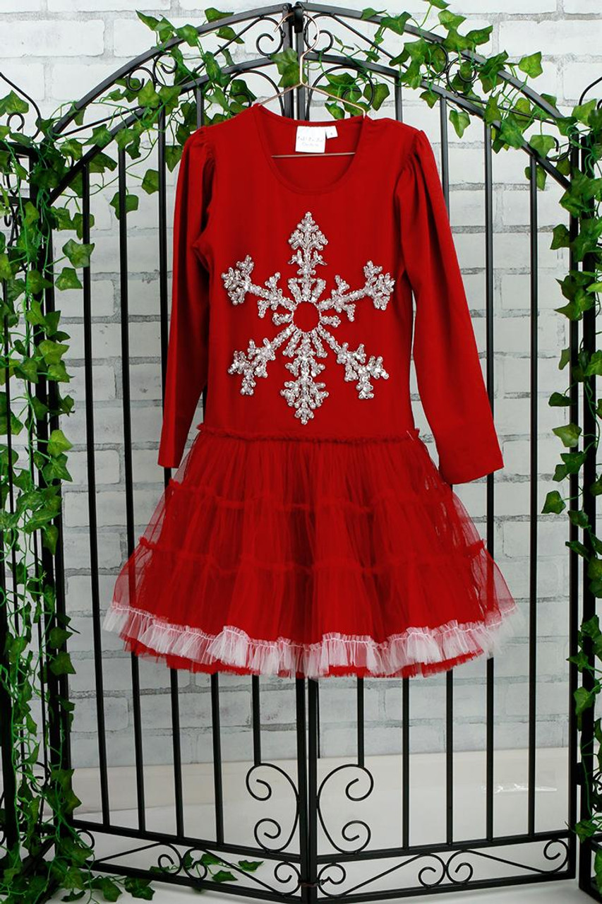 Red sales snowflake dress