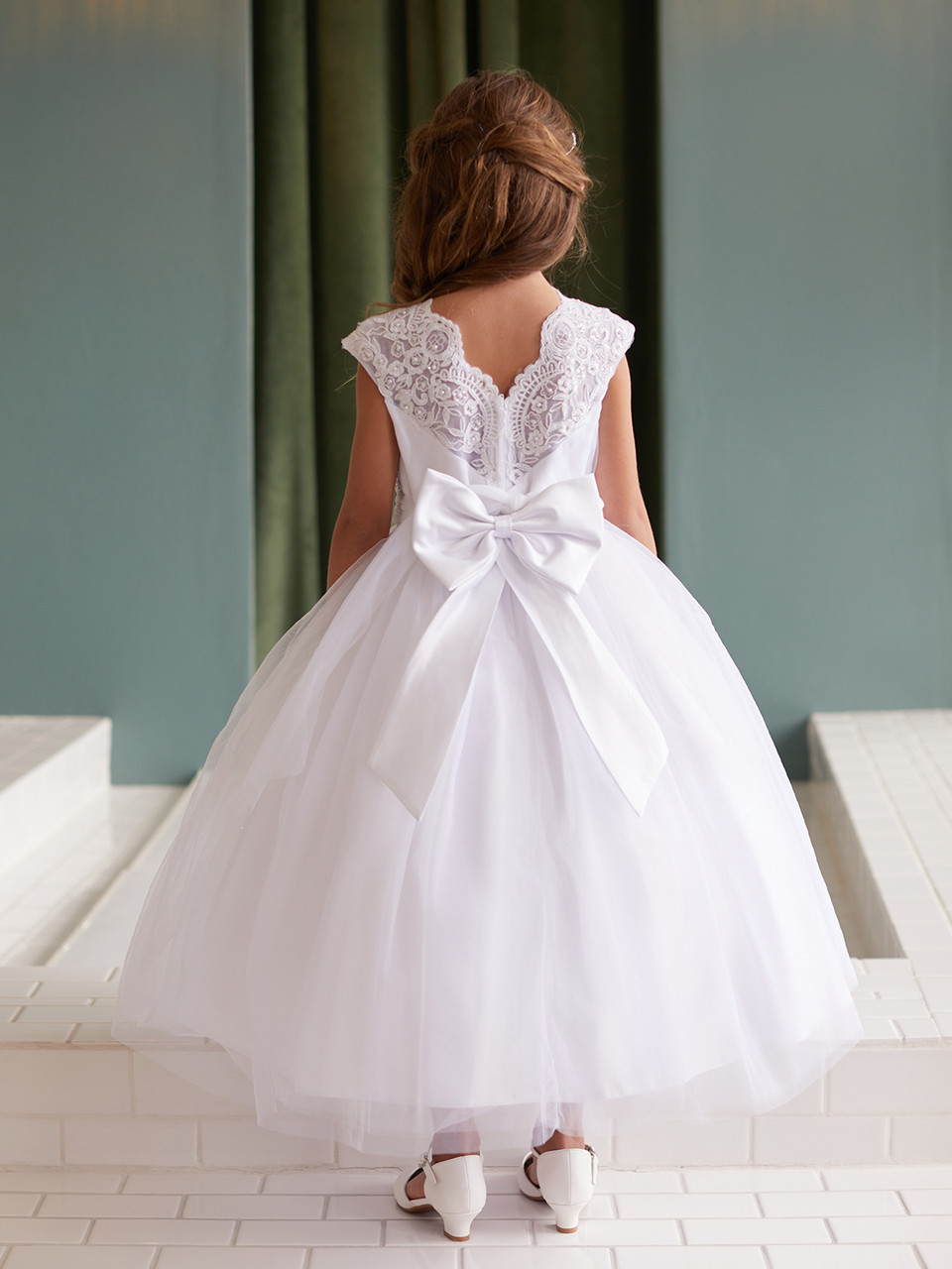 Tip Top 5856 V-Back Corded Lace Tulle Dress - Pink Princess