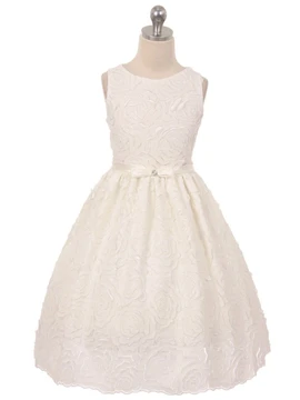 green emerald velvet dress Girls Illusion Back Ivory Tulle Dress Size 5t-6 / Ivory