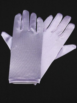 Glv708 ^* Size 4-16 Girls  White  Fancy Satin  Gloves   With  Rhinestones 