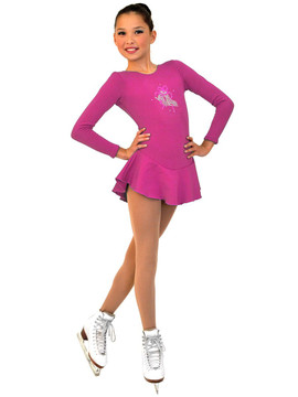 ChloeNoel Ice Skating Outfit- J636F- Crystal Fuchsia Spiral Skating Jacket  & P636-Crystal Spiral Skating Pant - Pink Princess