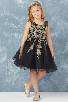 Girls black sales pageant dress