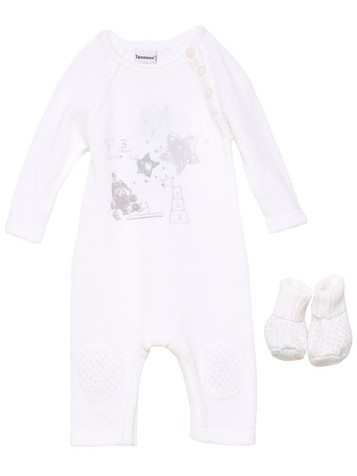 3 Pommes White Knit Romper 3 Pommes White Knit Romper