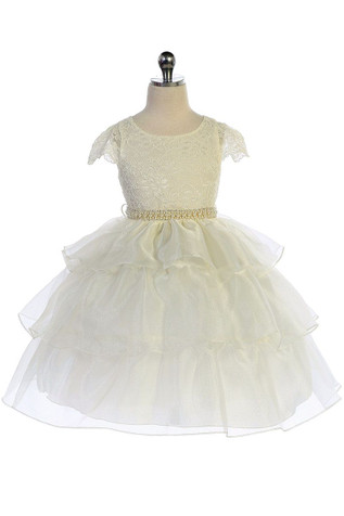 Audrey Bean 4389 Ivory Lace Bodice w/ Cap Sleeve and 3 Layer Skirt Audrey Bean 4389 Ivory Lace Bodice w/ Cap Sleeve and 3 Layer Skirt