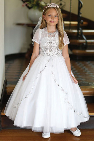 Angels Garment DR-5312 Satin & Tulle With Heavy Beading And Matching Bolero Angels Garment DR-5312 Satin & Tulle With Heavy Beading And Matching Bolero
