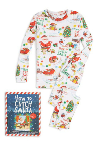 Books To Bed White How to Catch Santa Pajama Set Books To Bed White How to Catch Santa Pajama Set