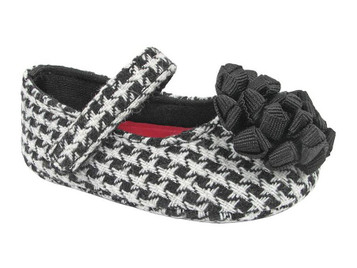 Baby Deer Black & White Shimmer Houndstooth Skimmer w/ Knotted Pom Baby Deer Black & White Shimmer Houndstooth Skimmer w/ Knotted Pom