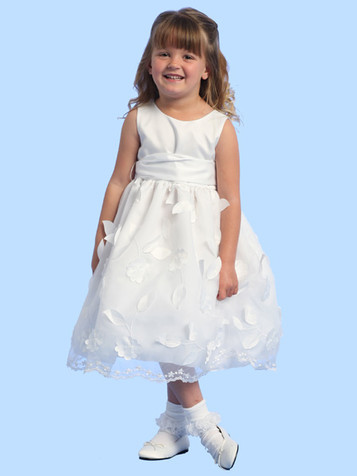 Blossom White Sleeveless Satin Bodice w/ Pop Up Satin Flowers Blossom White Sleeveless Satin Bodice w/ Pop Up Satin Flowers