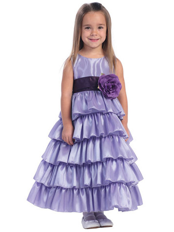Blossom Lilac Sleeveless Taffeta Bodice Layered Skirt Detachable Sash Blossom Lilac Sleeveless Taffeta Bodice Layered Skirt Detachable Sash