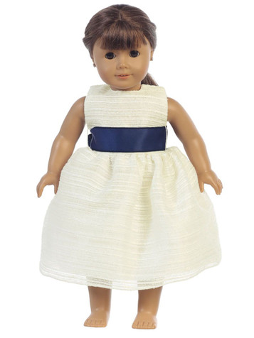 Blossom Striped Organza Dress w/ Sash 18" Doll Dress