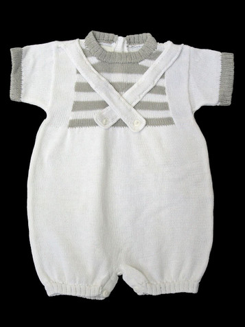 Baby's Trousseau White & Gray Criss Cross Romper
