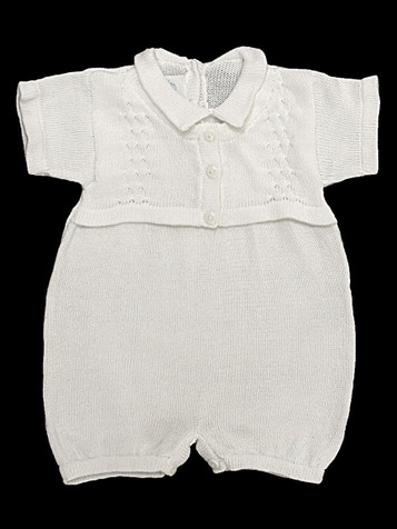 Baby's Trousseau Short Sleeve 3 Button Mock Sweater Knit Romper Baby's Trousseau Short Sleeve 3 Button Mock Sweater Knit Romper