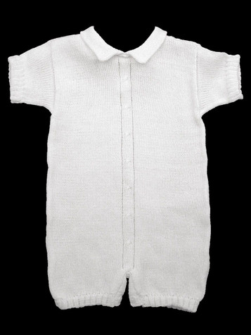 Baby's Trousseau Short Sleeve Single Cable Knit Romper Baby's Trousseau Short Sleeve Single Cable Knit Romper