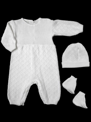 Baby's Trousseau White 3 PC Knit Romper Baby's Trousseau White 3 PC Knit Romper