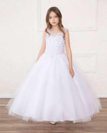 White Glitter Tulle Overlay Dress - Pink Princess