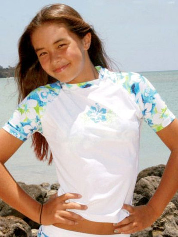 Coral & Reef Lime Light Short Sleeve Seamaid Swimsuit Top-FINAL SALE Coral & Reef Lime Light Short Sleeve Seamaid Swimsuit Top-FINAL SALE